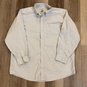 L.L.Bean size 17 blue and white striped button-up shirt Size M #preppy #classic